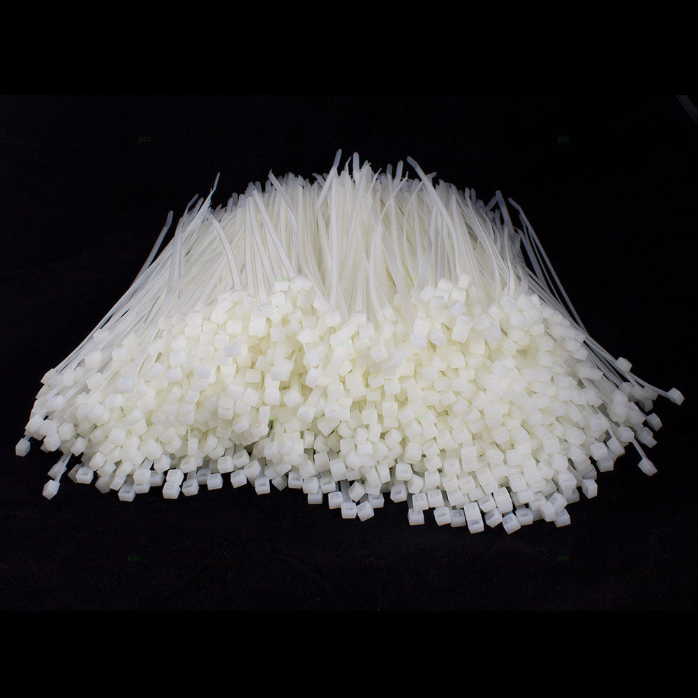 1000 Pc Bag Natural White Nylon 11" Cable Zip Ties Self Locking Head UV Heat