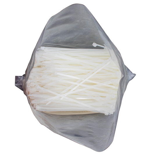 1000 Pc Bag Natural White Nylon 4" Cable Zip Ties Self Locking Head UV Heat