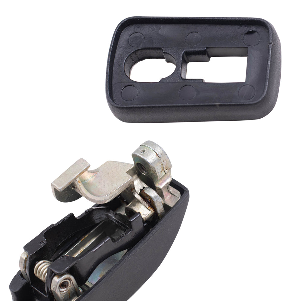 Brock Replacement Outside Front and Rear Black Door Handles with Black and Chrome Inserts 4 Piece Set Compatible with 1980-1992 Volkswagen Jetta