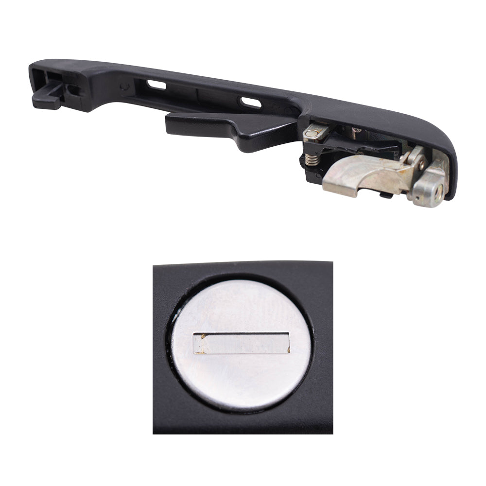 Brock Replacement Outside Front and Rear Black Door Handles with Black and Chrome Inserts 4 Piece Set Compatible with 1980-1992 Volkswagen Jetta