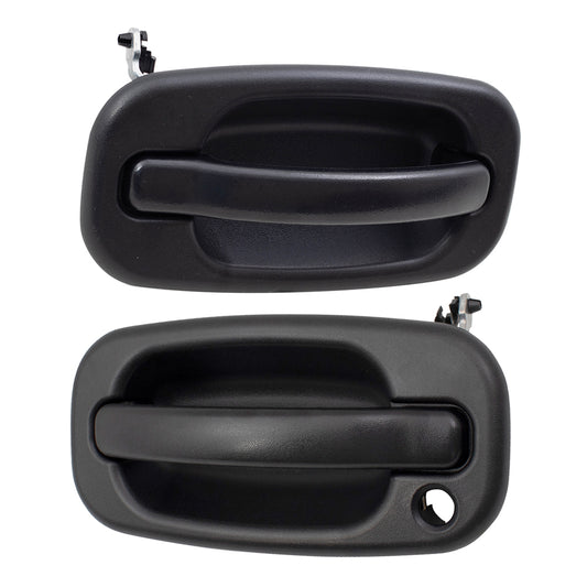 Front Outside Door Handles Set, Driver Side with Keyhole and Passenger Side Without Keyhole Compatible with 1999-2007 Various Model Trucks & SUVs