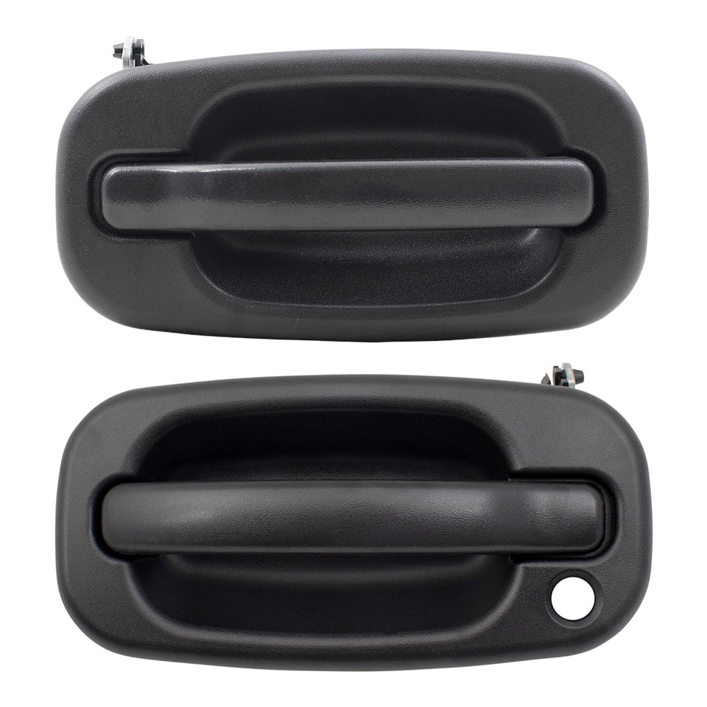 Front Outside Door Handles Set, Driver Side with Keyhole and Passenger Side Without Keyhole Compatible with 1999-2007 Various Model Trucks & SUVs