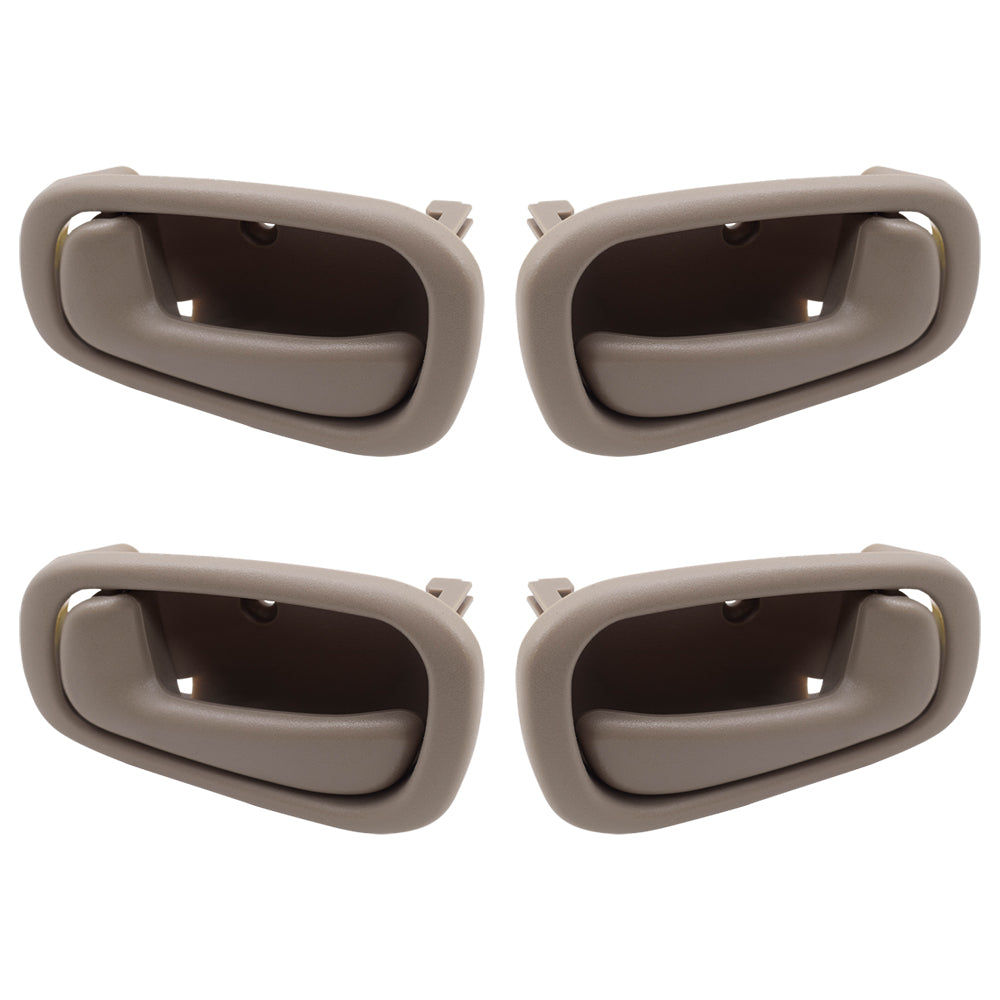 Brock Replacement 4 Piece Set Tan Inside Interior Front & Rear Door Handles Compatible with 98-02 Corolla Prizm