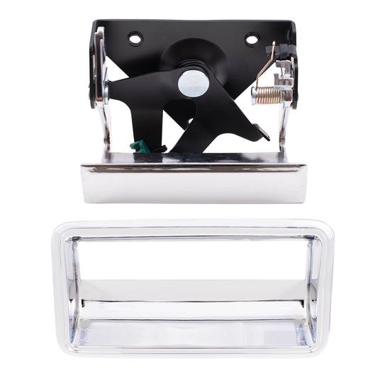 Brock Replacement 2 Piece Set Chrome Tailgate Handle and Trim Bezel Compatible with Pickup Truck 15991785 15991786
