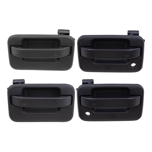 Brock Replacement 4 Pc Outside Door Handles Textured Set Compatible with 04-13 F150 Crew Cab