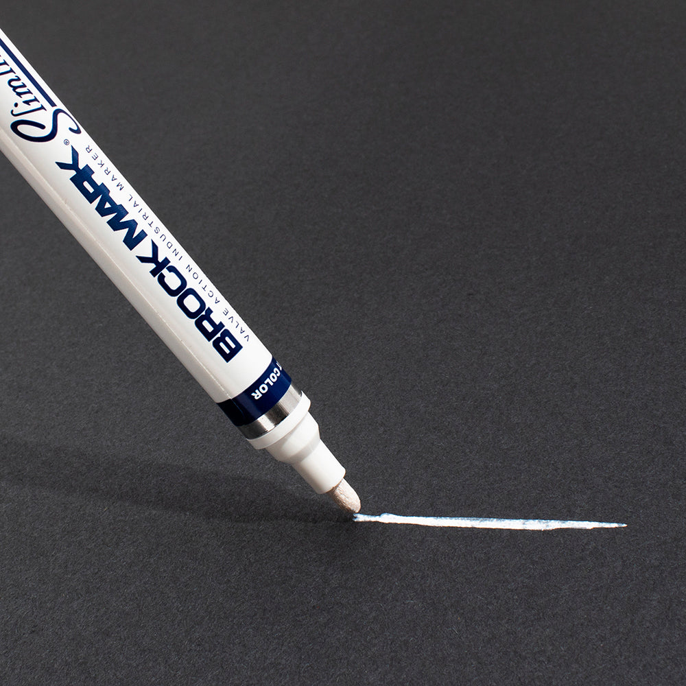 12 Pc Set White Brockmark Slimline Industrial Paint Markers Opaque Gloss Pen Metal Wood Plastic Glass for Auto Construction Arts Home