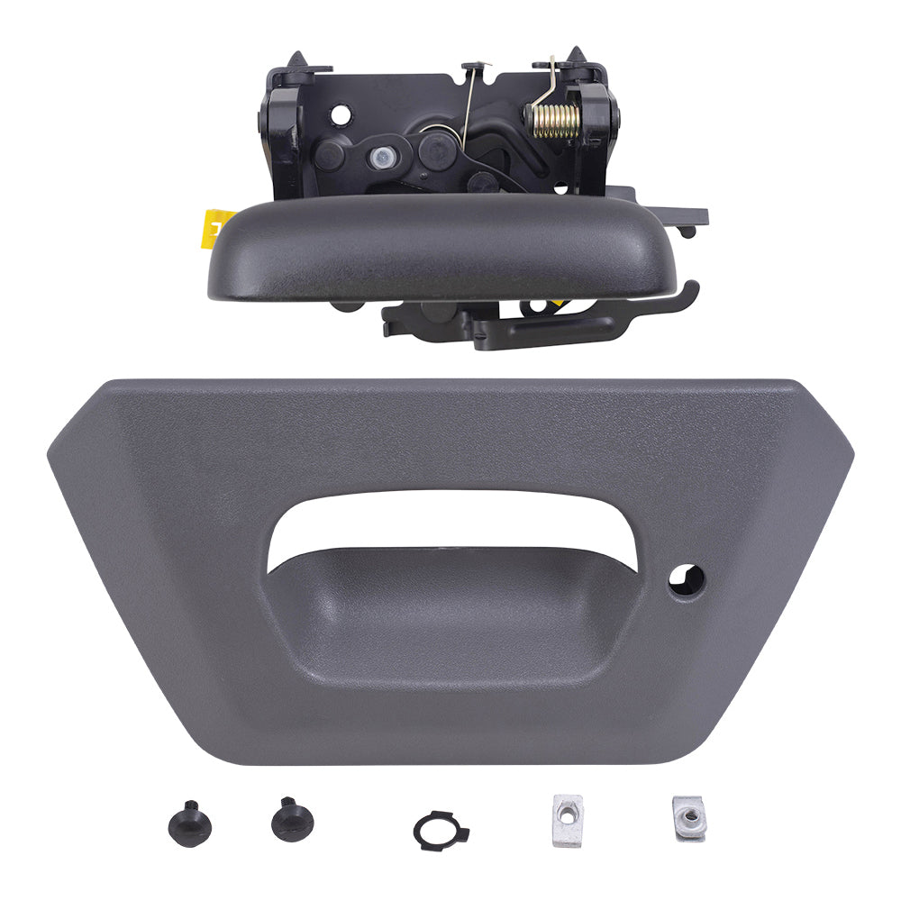 Brock Replacement Textured Black Tailgate Handle and Textured Gray Bezel Set Compatible with 2002-2006 Avalanche
