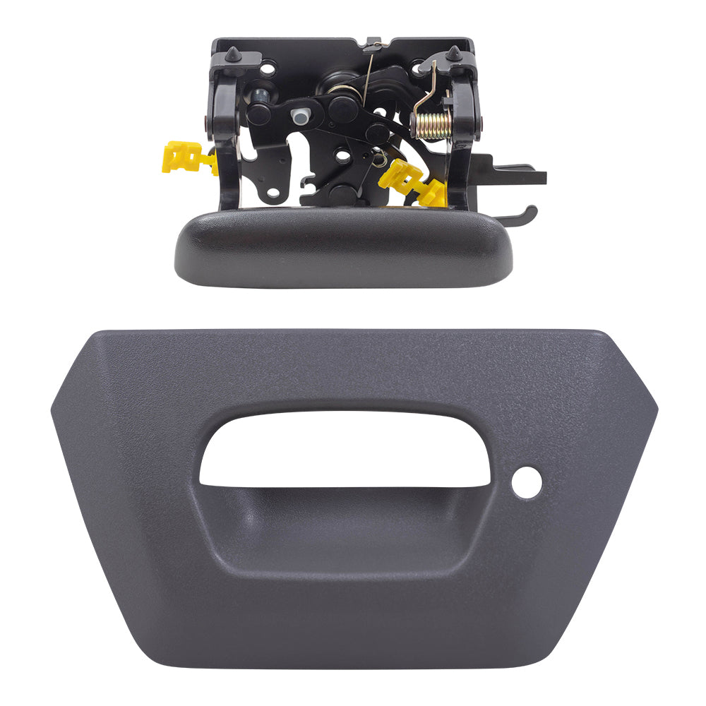 Brock Replacement Textured Black Tailgate Handle and Textured Gray Bezel Set Compatible with 2002-2006 Avalanche