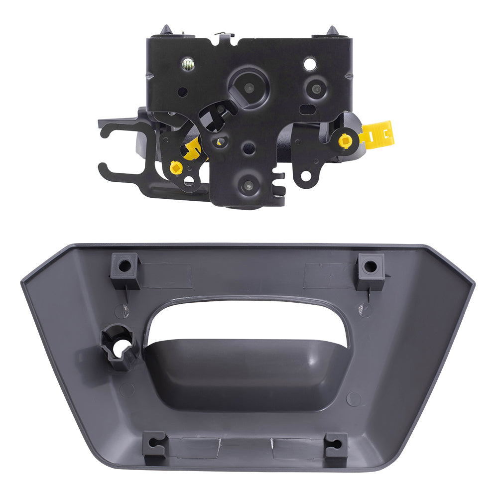 Brock Replacement Textured Black Tailgate Handle and Textured Gray Bezel Set Compatible with 2002-2006 Avalanche