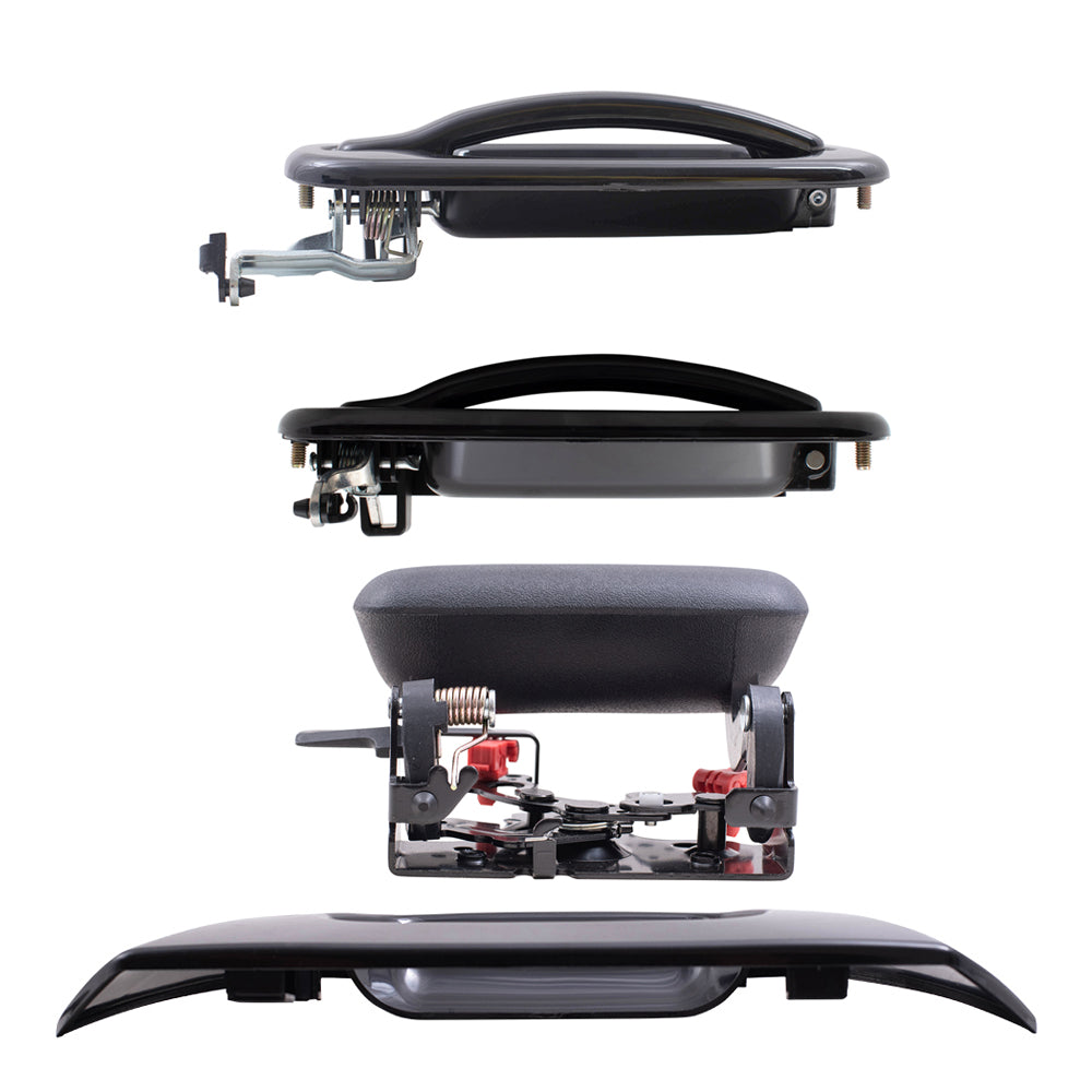 Brock Replacement Front and Rear Outside Door Handles, Tailgate Handle and Tailgate Handle Bezel 6 Piece Set Compatible with 2002-2006 Avalanche