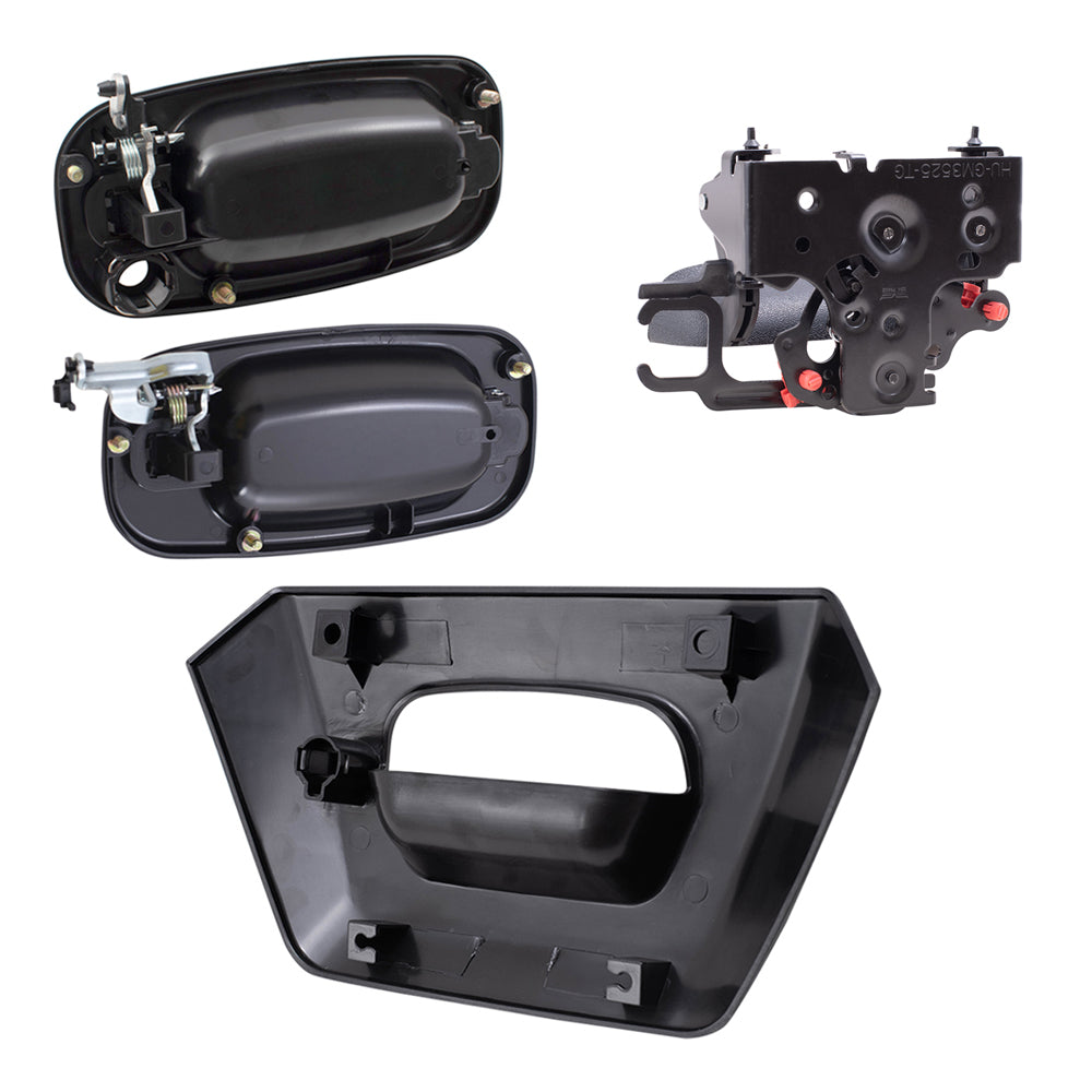 Brock Replacement Front and Rear Outside Door Handles, Tailgate Handle and Tailgate Handle Bezel 6 Piece Set Compatible with 2002-2006 Avalanche