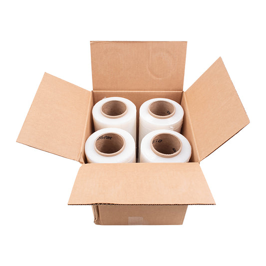 12" x 1500' 80 Gauge Clear Stretch Film Shrink Wrap for Office Warehouse Shipping Storage Retail Home Case Set 4 Rolls