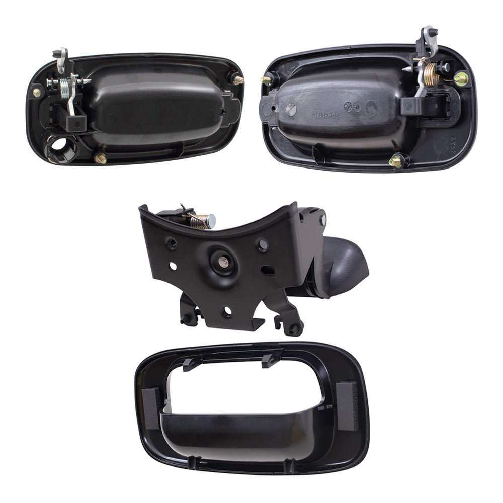 Brock Replacement Front Driver and Passenger Side Outside Door Handles, Tailgate Handle and Tailgate Handle Bezel 4 Piece Set Compatible with 1999-2007 Silverado & 1999-2007 Sierra