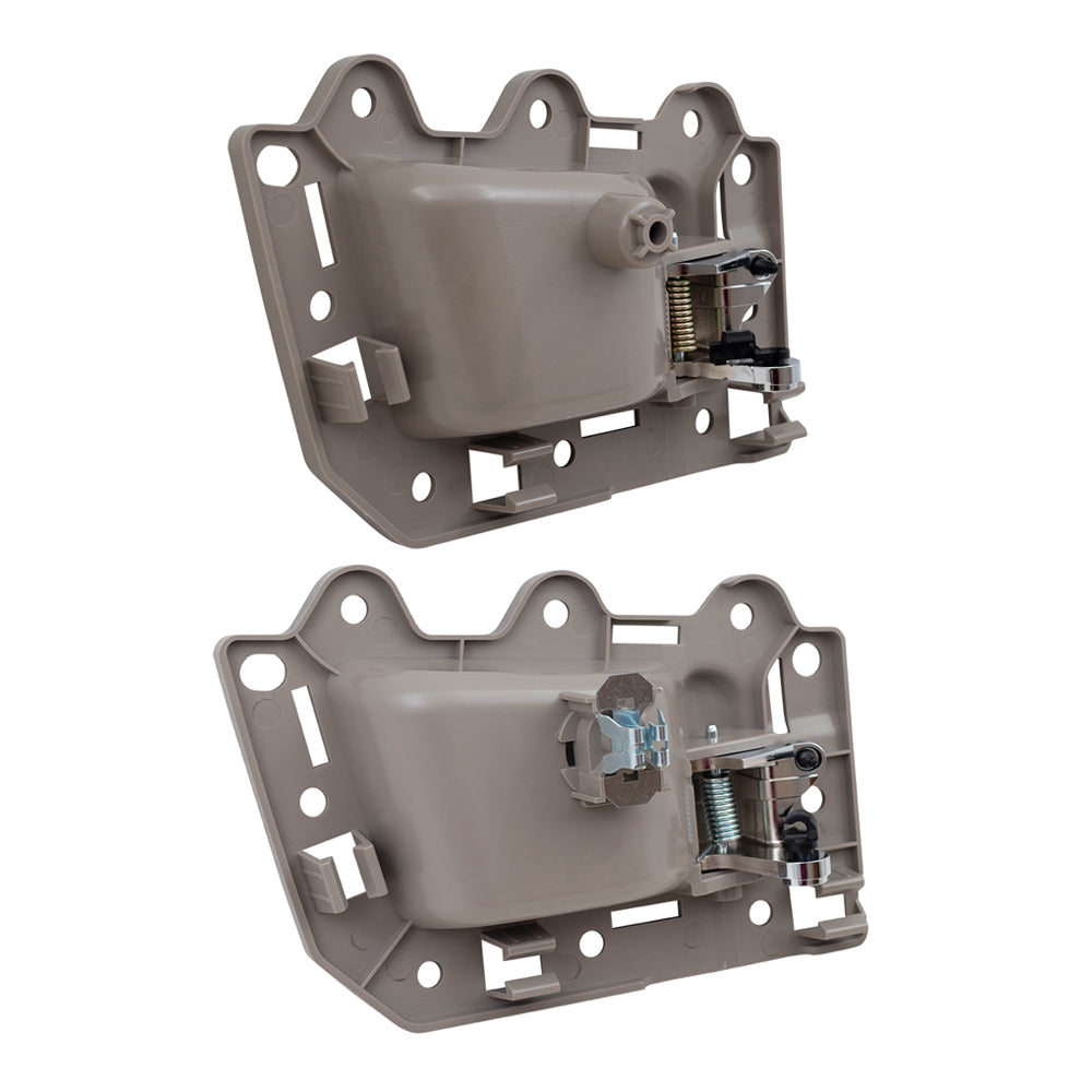 Brock Replacement Set of 2 Drivers Beige & Chrome Inside Interior Inner Door Handle Repair Kits Compatible with 05-10 Grand Cherokee 1EG891J3AA 5HR371J3AN