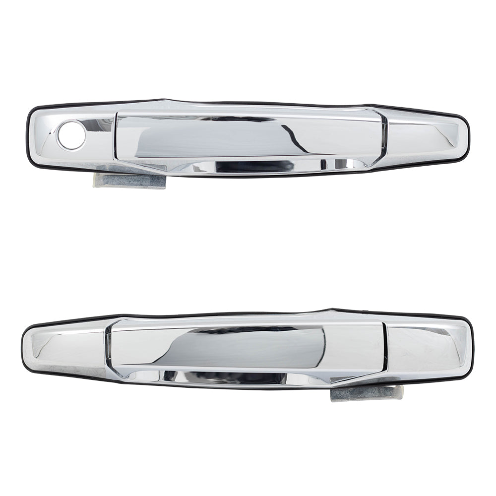 Brock Replacement Pair Set Front Outside Chrome Door Handles Compatible with 07-13 Silverado Sierra Pickup Truck 22738721 22738722