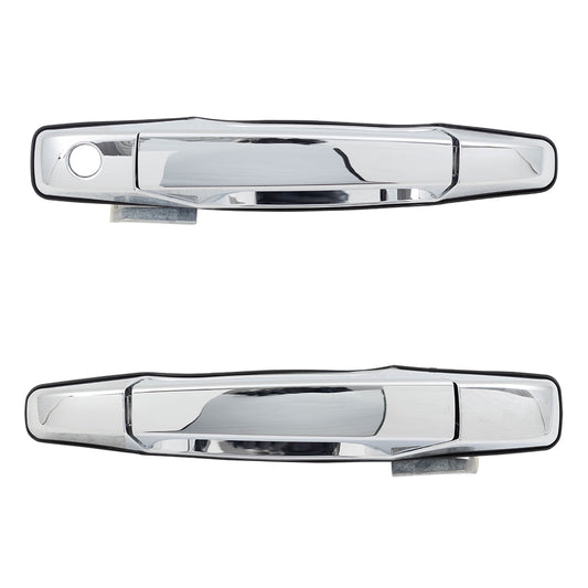 Brock Replacement Pair Set Front Outside Chrome Door Handles Compatible with 07-13 Silverado Sierra Pickup Truck 22738721 22738722