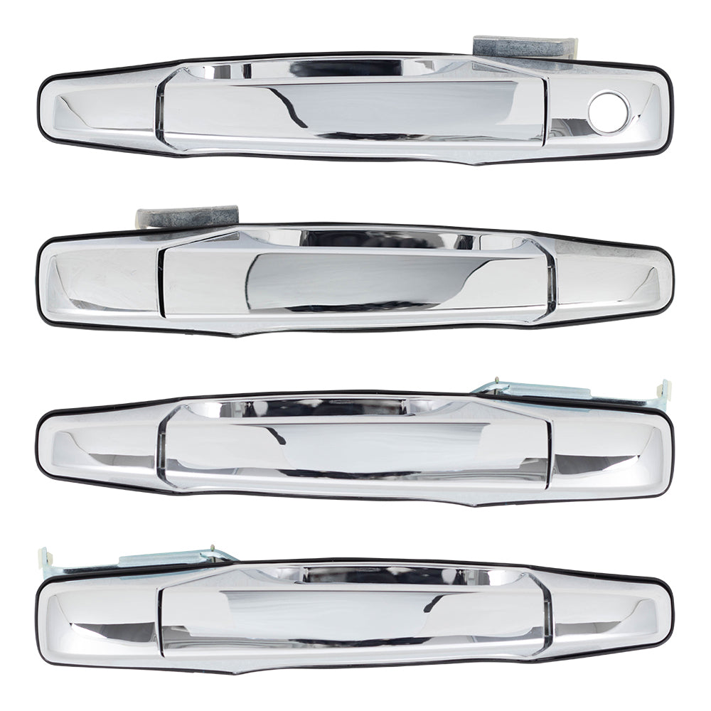 Outside Door Handles 4 Piece Set Compatible with 2007-2013 Avalanche/Sierra Denali/Escalade EXT & 2007-2014 Silverado/Sierra/Escalade & ESV/Suburban/Tahoe/Yukon Front and Rear