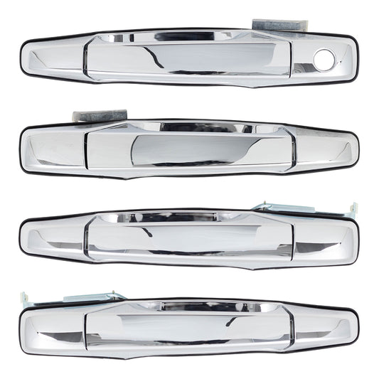 Outside Door Handles 4 Piece Set Compatible with 2007-2013 Avalanche/Sierra Denali/Escalade EXT & 2007-2014 Silverado/Sierra/Escalade & ESV/Suburban/Tahoe/Yukon Front and Rear