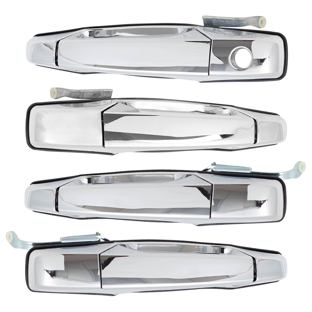 Outside Door Handles 4 Piece Set Compatible with 2007-2013 Avalanche/Sierra Denali/Escalade EXT & 2007-2014 Silverado/Sierra/Escalade & ESV/Suburban/Tahoe/Yukon Front and Rear