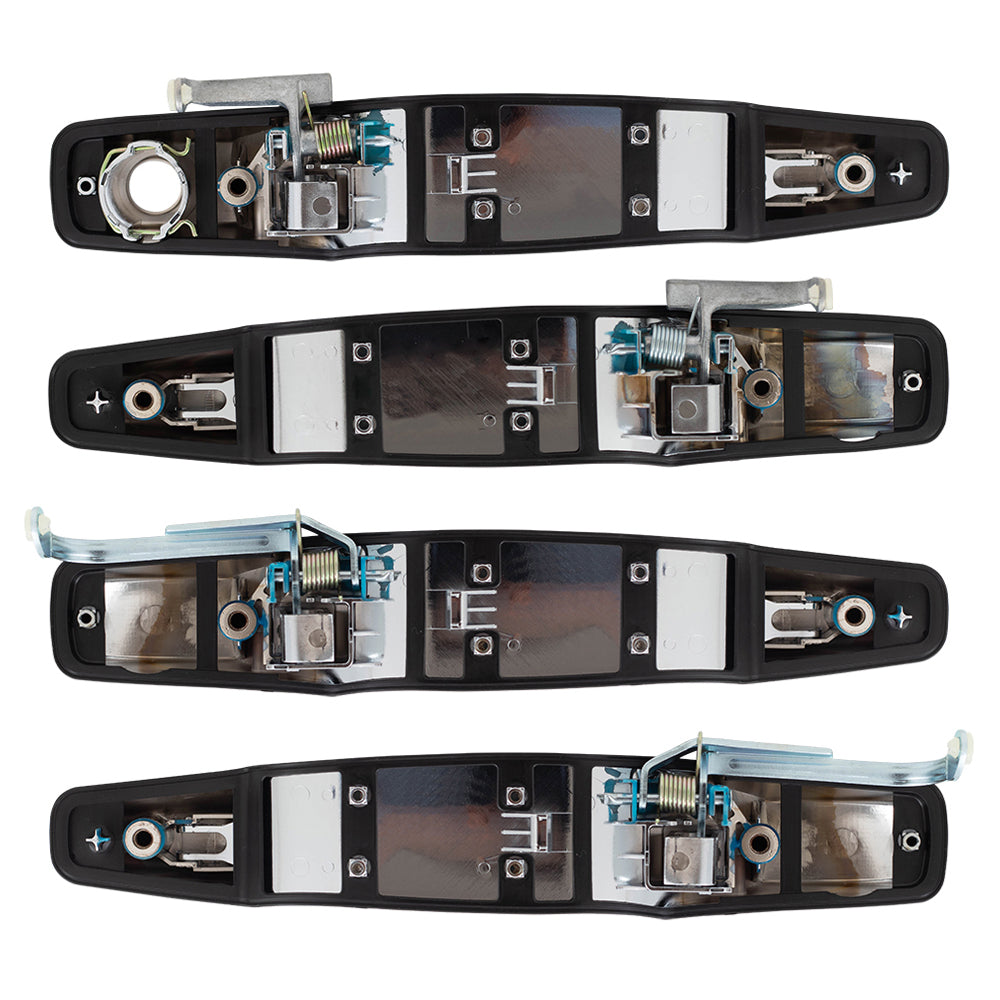 Outside Door Handles 4 Piece Set Compatible with 2007-2013 Avalanche/Sierra Denali/Escalade EXT & 2007-2014 Silverado/Sierra/Escalade & ESV/Suburban/Tahoe/Yukon Front and Rear