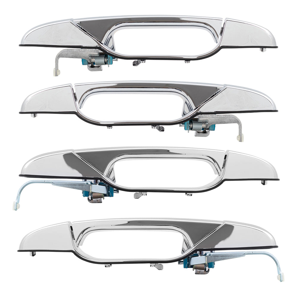Outside Door Handles 4 Piece Set Compatible with 2007-2013 Avalanche/Sierra Denali/Escalade EXT & 2007-2014 Silverado/Sierra/Escalade & ESV/Suburban/Tahoe/Yukon Front and Rear