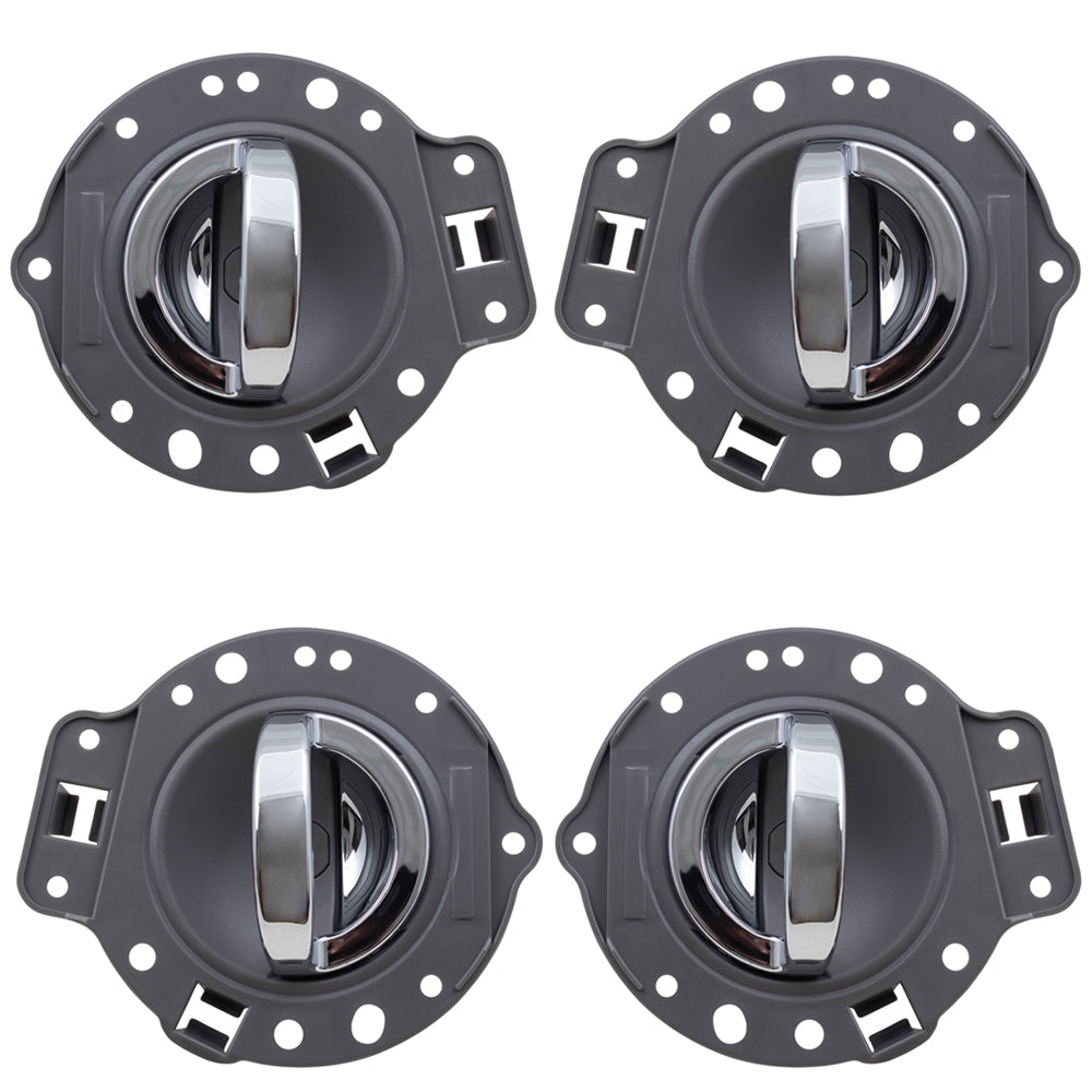Brock Replacement 4 Piece Set Inside Interior Chrome Door Handles with Gray Housing Repair Kits Compatible with 06-10 Commander SUV 1PF111DVAA 1PF101DVAA