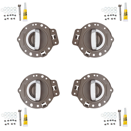Brock Replacement 4 Piece Set of Inside Interior Door Khaki Housing with Chrome Handles Compatible with 06-10 Commander SUV 1PS47BD1AA 1PS46BD1AA