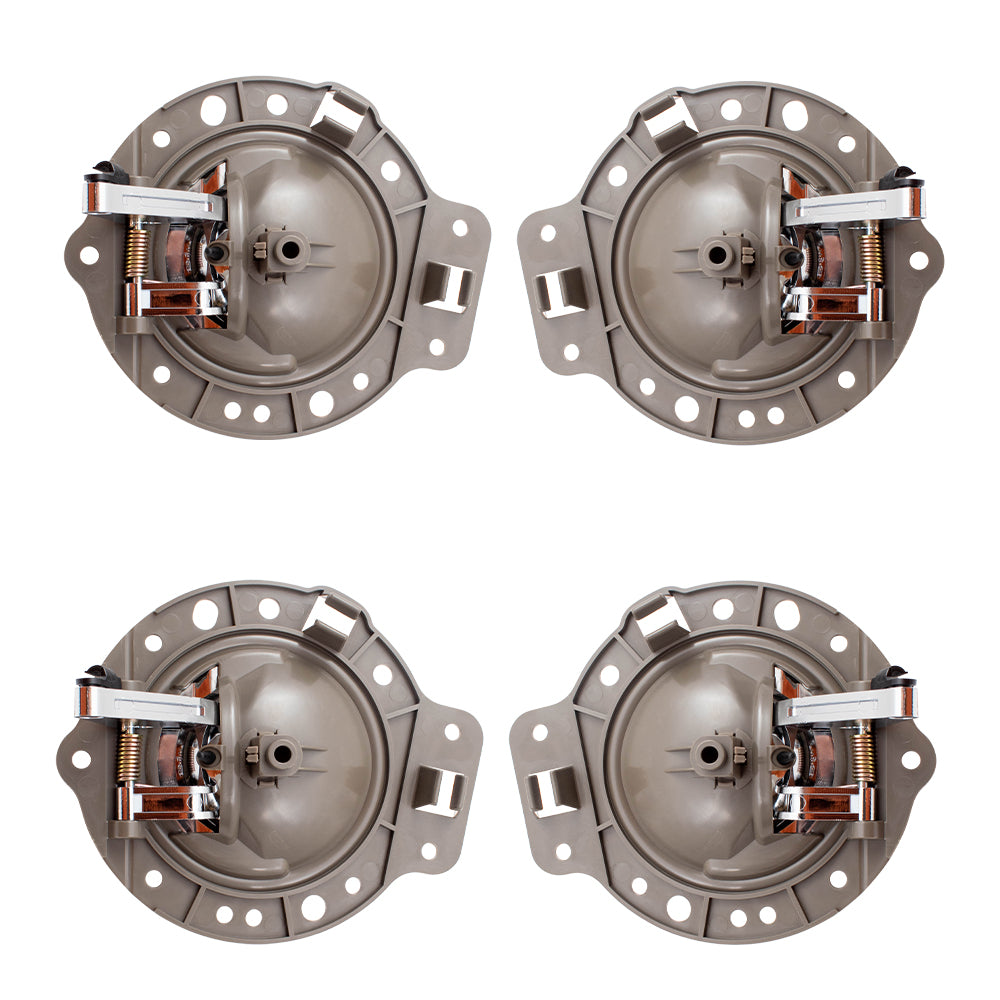 Brock Replacement 4 Piece Set of Inside Interior Door Khaki Housing with Chrome Handles Compatible with 06-10 Commander SUV 1PS47BD1AA 1PS46BD1AA