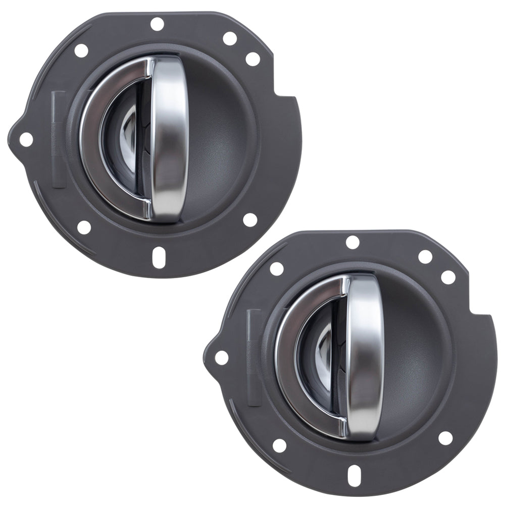 Brock Replacement Drivers Set of 2 Inside Interior Satin Chrome Door Handles & Gray Housing Repair Kits Compatible with 05-07 Liberty SUV 1AE111D5AAK