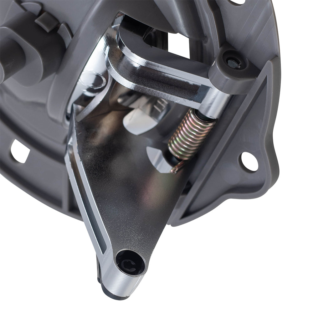 Brock Replacement Drivers Set of 2 Inside Interior Satin Chrome Door Handles & Gray Housing Repair Kits Compatible with 05-07 Liberty SUV 1AE111D5AAK