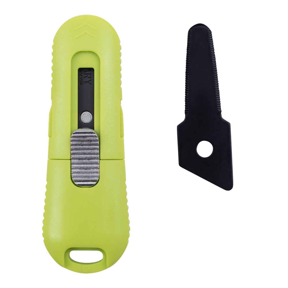 Canary DC-20F PS2 Box Cutter - Retractable Double Edge Utility Knife With Rounded Tip - 1 Inch Serrated Stainless Steel Blade With Teflon Non-Stick Coating With Canary DC-15-BF Replacement Blades