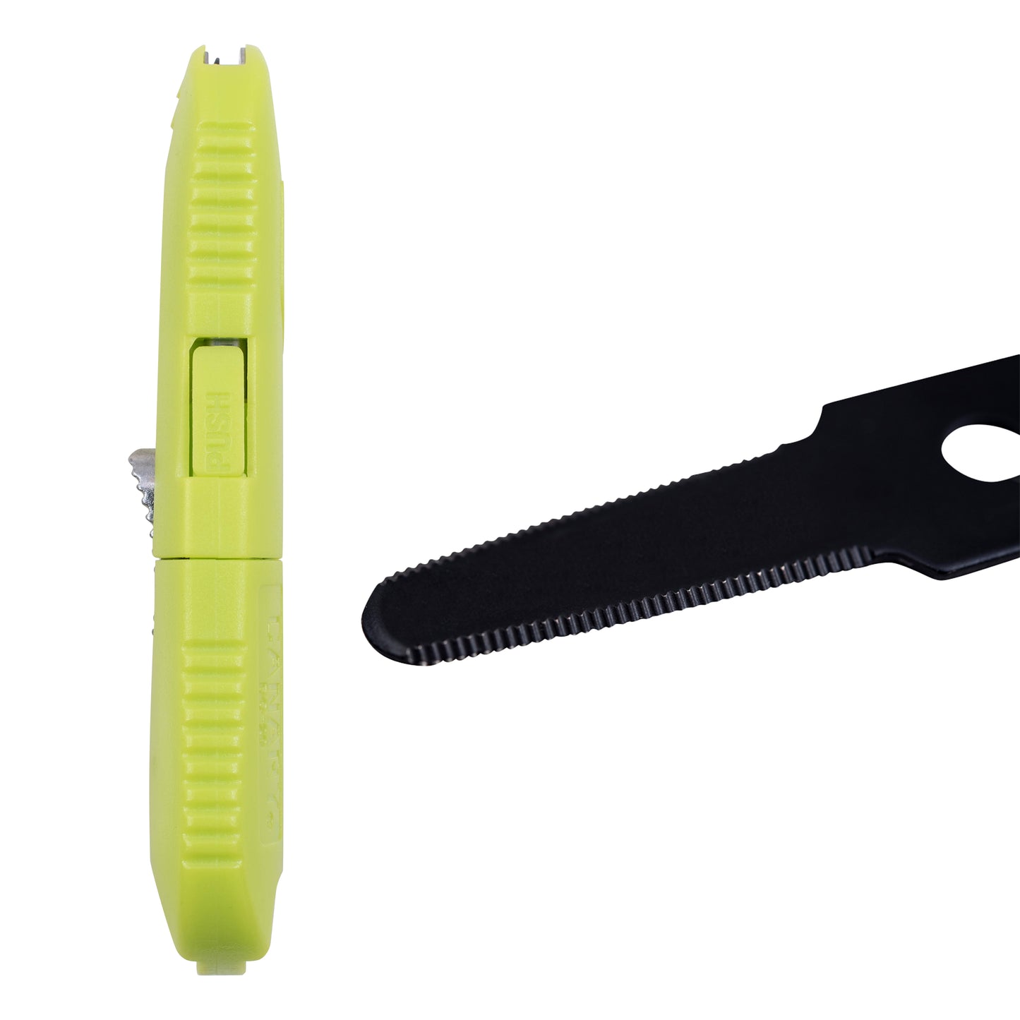 Canary DC-20F PS2 Box Cutter - Retractable Double Edge Utility Knife With Rounded Tip - 1 Inch Serrated Stainless Steel Blade With Teflon Non-Stick Coating With Canary DC-15-BF Replacement Blades