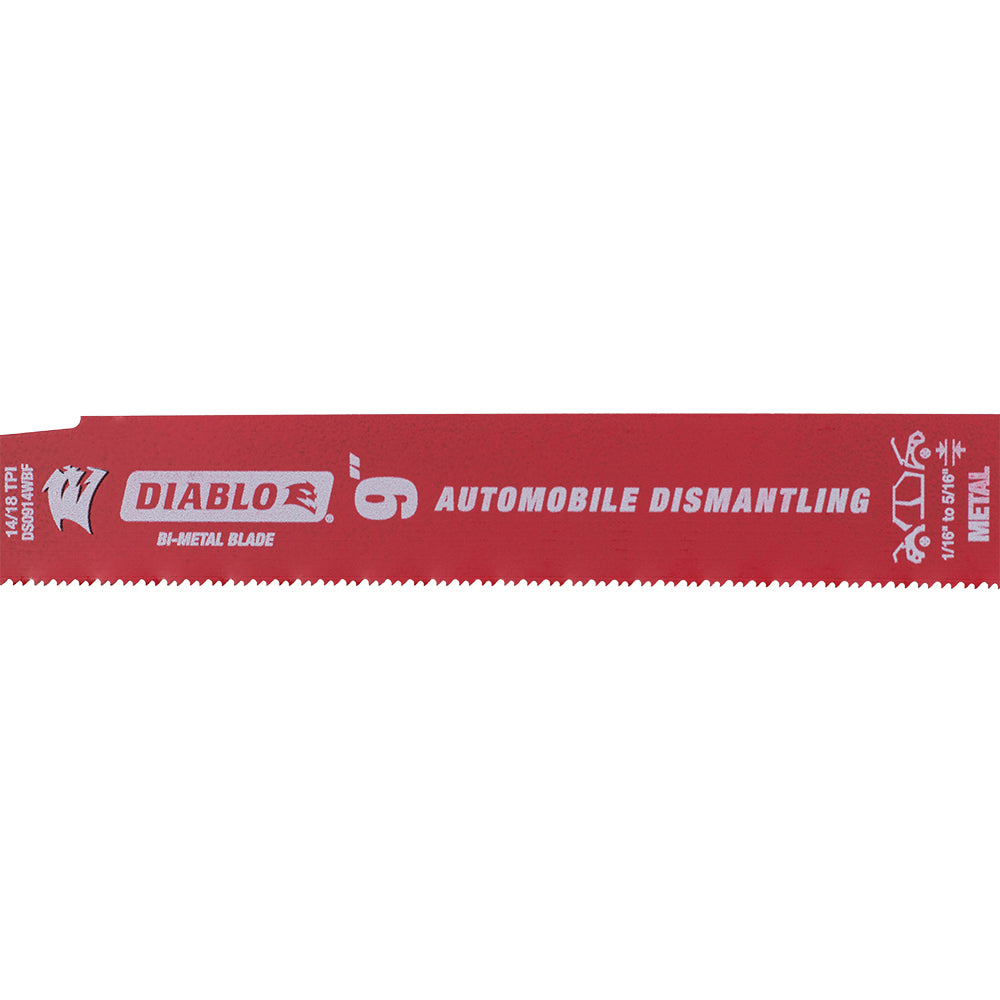Diablo Steel Demon Bi-Metal Auto Dismantling Reciprocating Saw Blades 9 inch 14/18 TPI for 1/16-5/16 Medium Metals - 200 Pack
