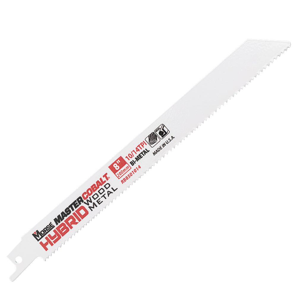 50 Pc MK Morse Master Cobalt Hybrid Bi Metal 10-14 TPI Reciprocating Saw Blades 8"x3/4"x.050" Wood Plastic for Industrial Shop DIY Hobby