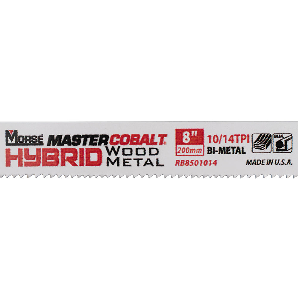 50 Pc MK Morse Master Cobalt Hybrid Bi Metal 10-14 TPI Reciprocating Saw Blades 8"x3/4"x.050" Wood Plastic for Industrial Shop DIY Hobby