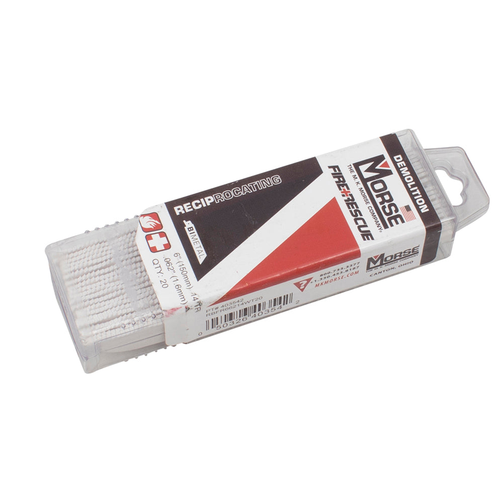 20 Pack Set MK Morse Bi Metal w/ Cobalt Reciprocating Saw Blades 6"x7/8"x.062" 14 TPI Metal Steel Wood for Fire & Rescue Industrial Shop