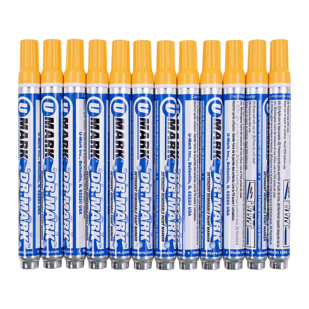 Umark UMARK DR.MARK Detergent Removable Paint Markers 1 Dozen Yellow Medium ...