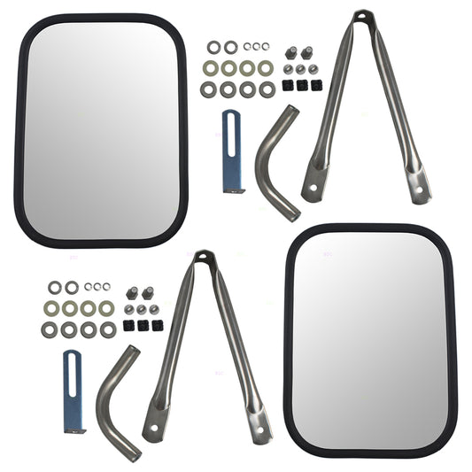Brock Replacement Set Universal Camper Tow Mirrors 7.5 x 10.5 Stainless Steel w/ Short Bracket Compatible with 78-86 Suburban Pickup Truck 12341380