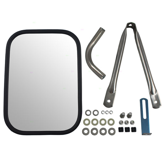 Brock Replacement Universal Camper Tow Mirror 7.5 x 10.5 Stainless Steel w/ Short Bracket Compatible with 78-86 Suburban Pickup Truck 12341380