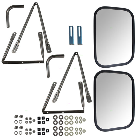 Brock Replacement Set Universal Camper Tow Mirrors Stainless Steel w/ Long Bracket Compatible with 78-86 Blazer Jimmy Suburban Pickup Truck 998905