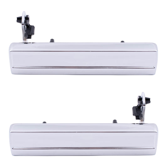 Brock Replacement Driver and Passenger Outside Outer Chrome Door Handles Compatible with Pickup Truck 0111713 20111712