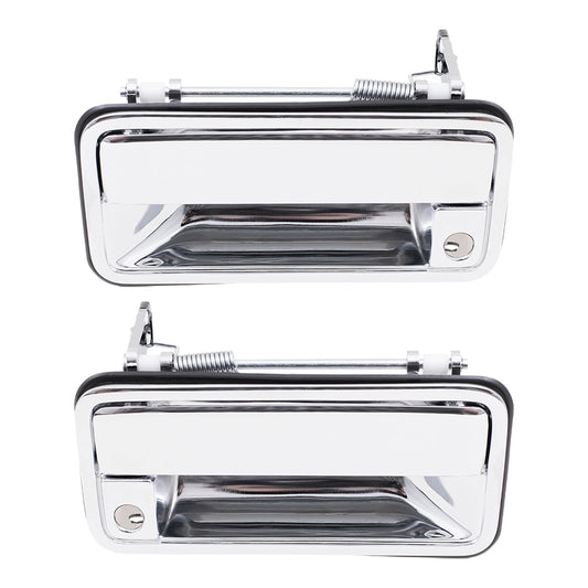 Brock Replacement Driver and Passenger Front Outside Outer Chrome Specialty Door Handles Compatible with Pickup Truck