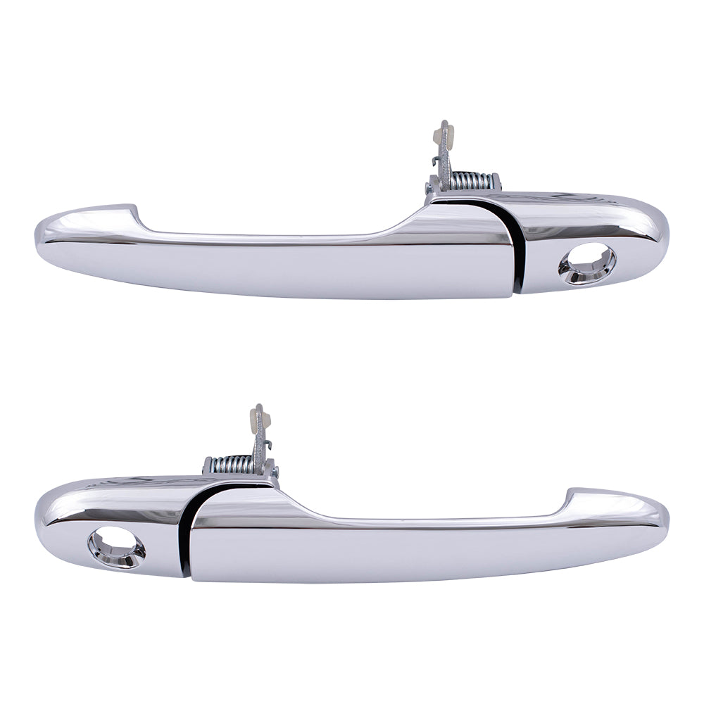 Brock Replacement Pair Set Front Outside Door Handle Chrome w/ Keyholes Compatible with G5 Cobalt Solstice Sky 25869324 25867554