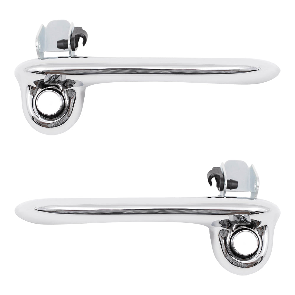 Brock Replacement Pair of Outside Outer Chrome Door Handles Compatible with C4DZ-6222405A