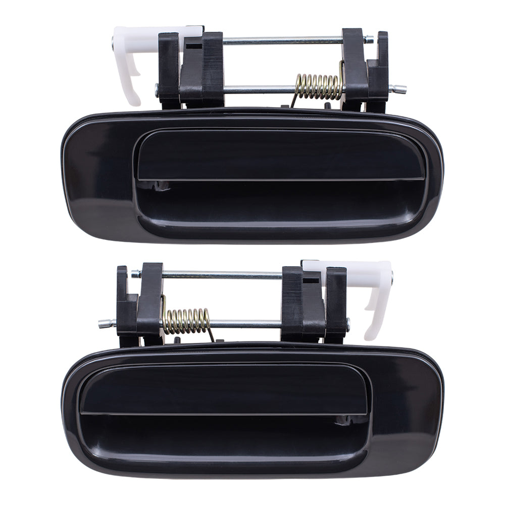 Brock Replacement Driver and Passenger Rear Outside Outer Smooth Black Door Handles Compatible with 6924033010 6923033010