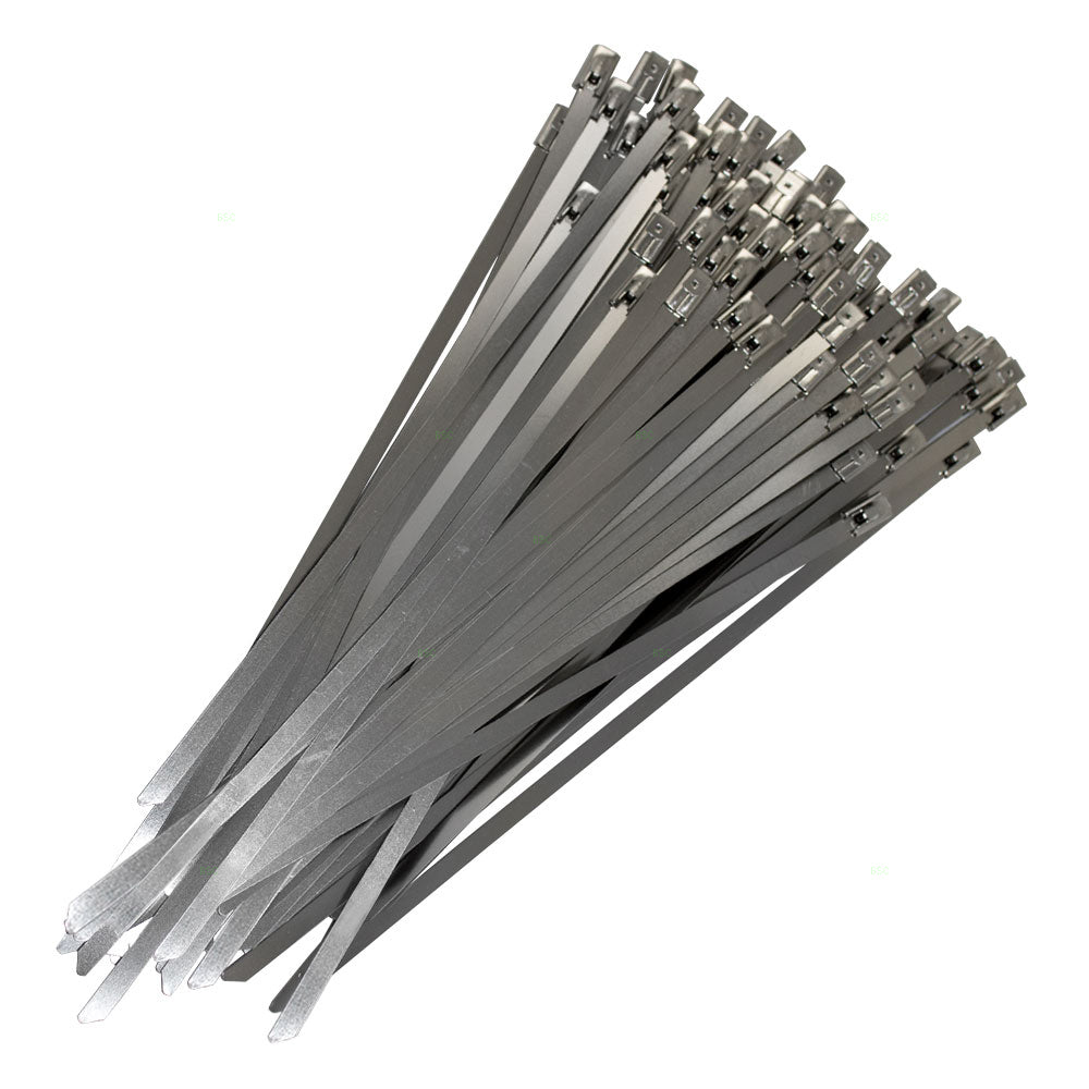 100 Pc Bag Stainless Steel Cable Ties Self-Locking Head 0.18x8" Pipe Wire Wrap