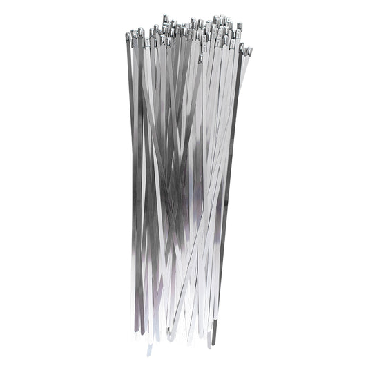 100 Piece Set Stainless Steel Cable Zip Ties w/ Self-Locking Head 0.18" X 14"
