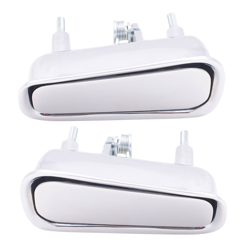 Brock Replacement Driver and Passenger Outside Outer Chrome Door Handles Compatible with 14011819 14011820