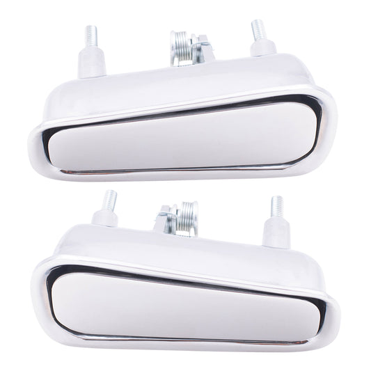 Brock Replacement Driver and Passenger Outside Outer Chrome Door Handles Compatible with 14011819 14011820