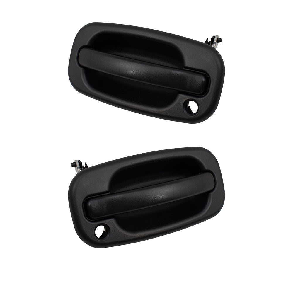Brock Replacement Pair Set Front Outside Exterior Door Handles w/ Keyholes Compatible with 99-07 GM SUV Pickup Truck 19356468 19356471